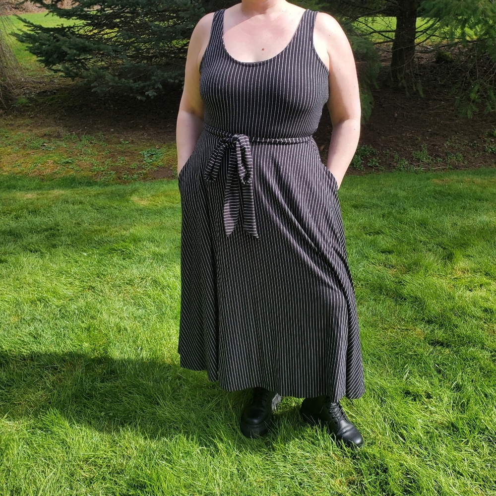 Banana Republic Factory, Black & White Striped Tank Dress, Size L